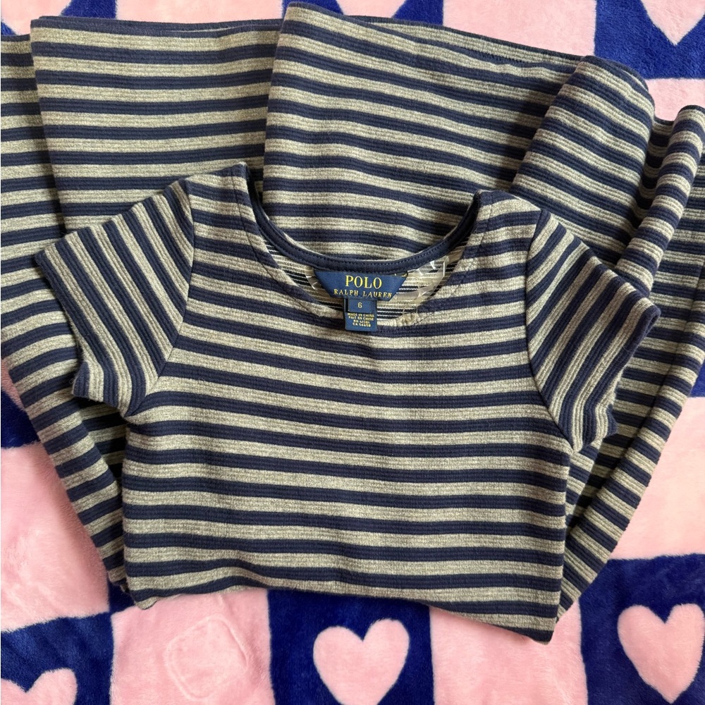 Ralph Lauren Navy and Cream Striped Tee
